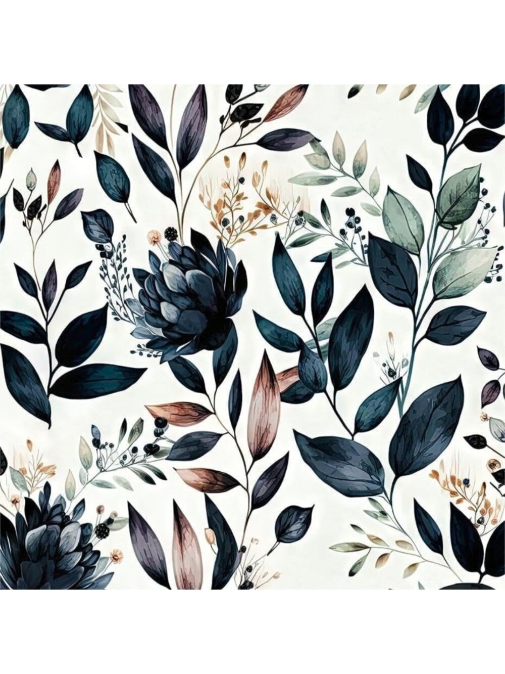 Vintage Dark Blue & Yellow Floral Peel and Stick Wallpaper - Removable, Easy to
